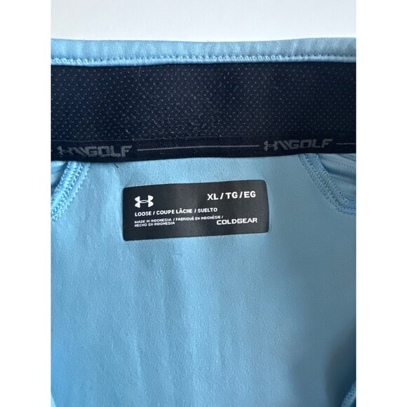 Under Armour Mens Blue Quarter-Zip Pullover With Padded Sleeves Xl - Picture 9 of 9